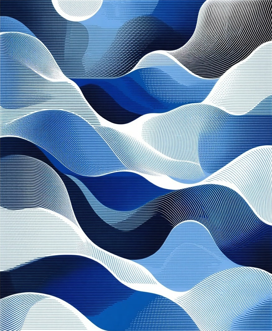 Blue Wave Pattern Abstract Design Rug