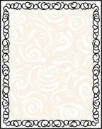 Cream Swirl Vine Patterned Border Rug