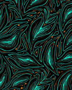 Abstract Wavy Teal Copper Strokes Rug