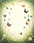 Whimsical Butterflies Floral Meadow Design Rug