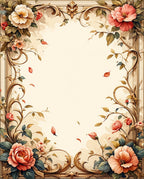 Vintage Floral Scrollwork Botanical Design Rug