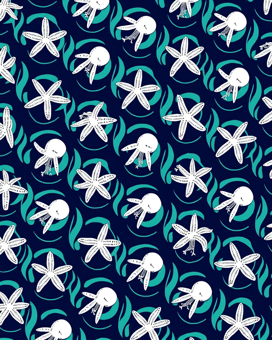 Marine Starfish and Sea Creature Pattern Rug