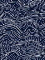 Dark Blue White Wavy Line Pattern Rug