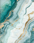 Abstract Teal Gold Veins Rug