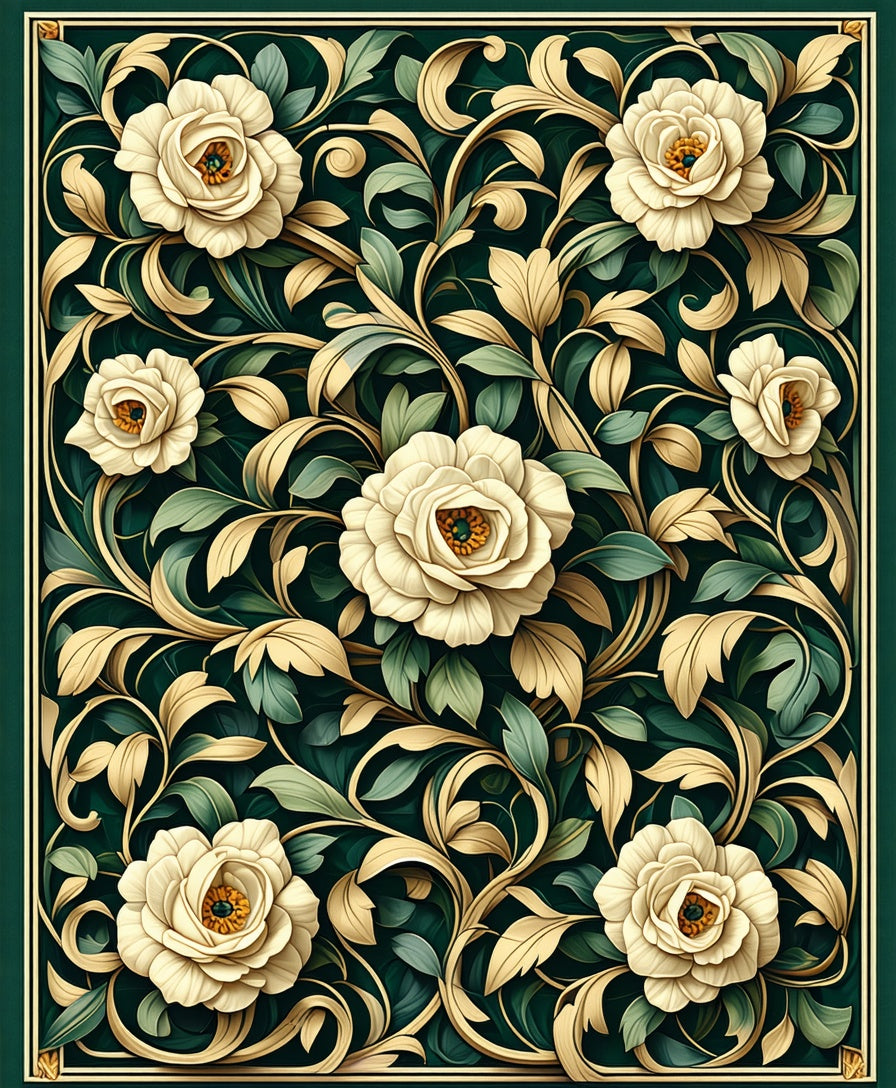 Art Nouveau Floral Pattern Rug