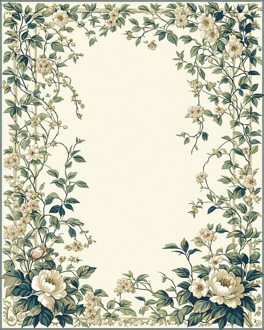 Vintage Floral Vine Scroll Border Rug