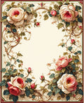 Romantic Floral Scrollwork Rose Design Rug
