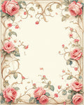 Charming Pink Roses Floral Vines Rug