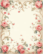 Charming Pink Roses Floral Vines Rug