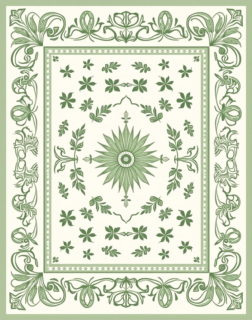 Art Nouveau Leaf And Floral Design Rug