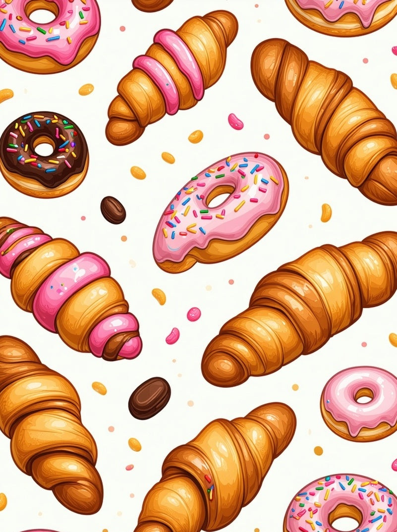 Sweet Treats Donut Croissant Pattern Rug