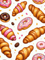 Sweet Treats Donut Croissant Pattern Rug