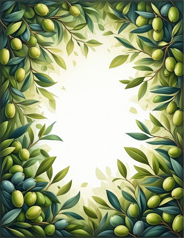 Green Olive Branch Patterned Rug