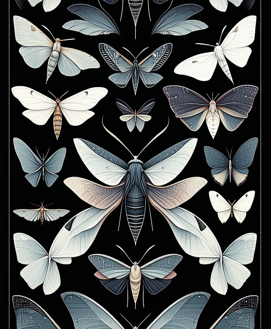 Dark Butterfly Moth Illustration Rug