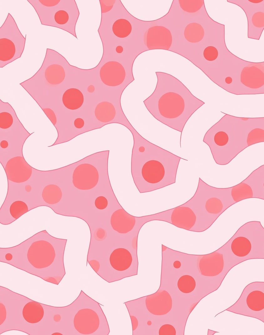 Pink Polka Dot Flowing Pattern Rug