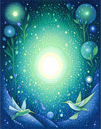 Dreamy Starry Night Hummingbirds Rug
