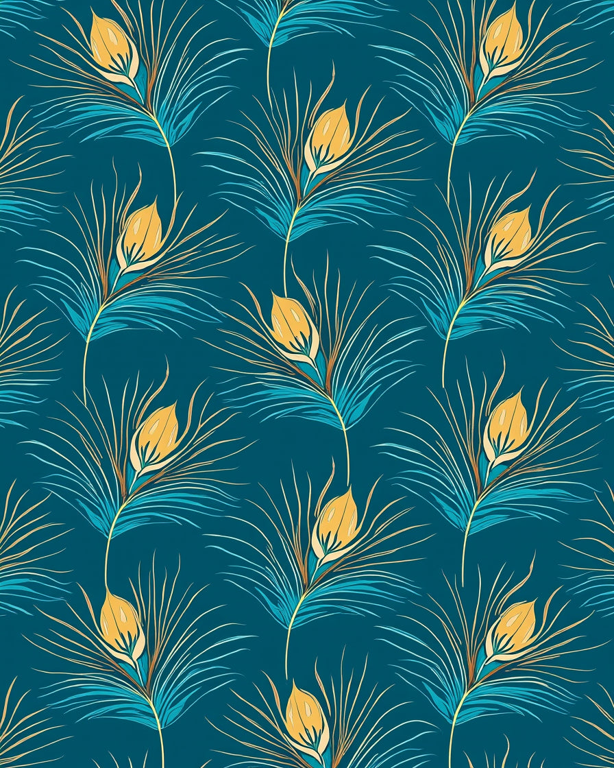 Peacock Feather Art Nouveau Pattern Rug