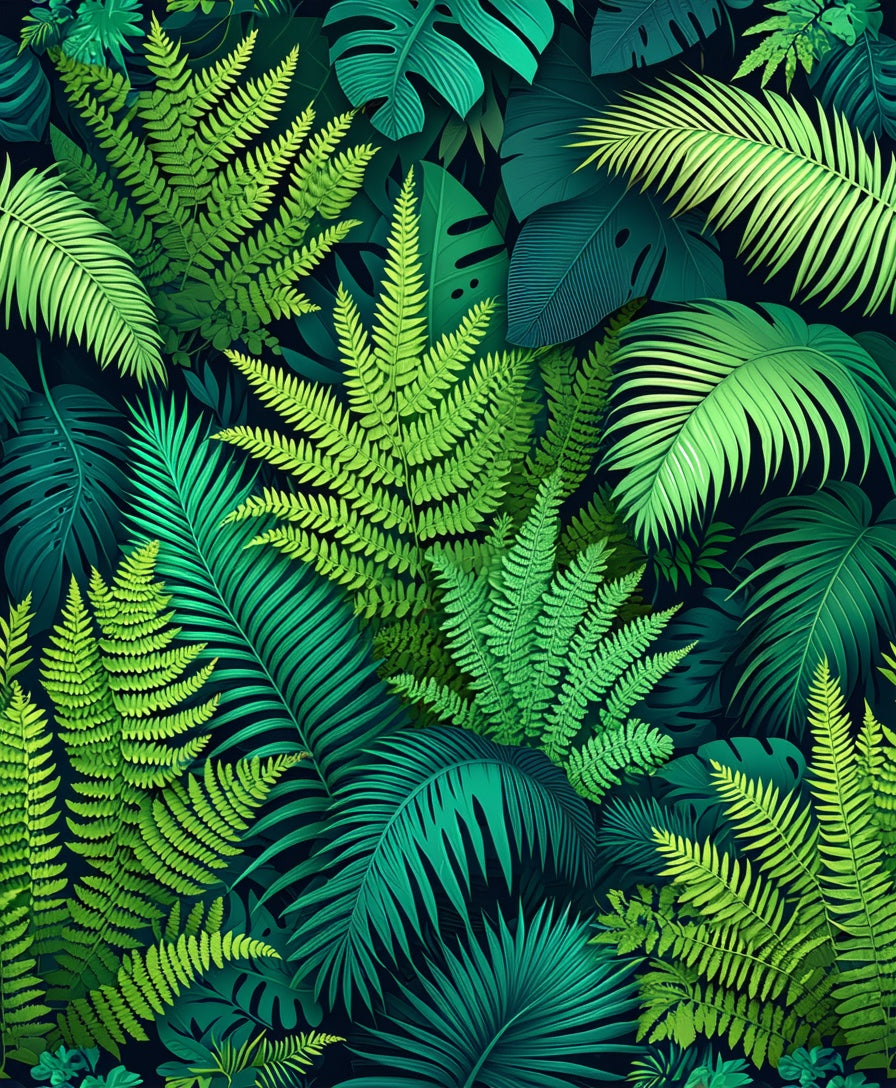Lush Tropical Leaves Pattern Rug