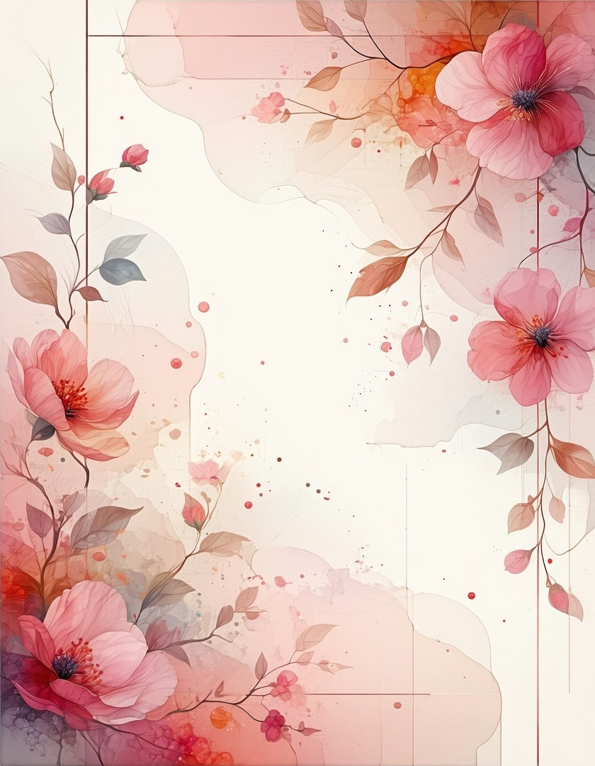 Delicate Pink Floral Watercolor Design Rug