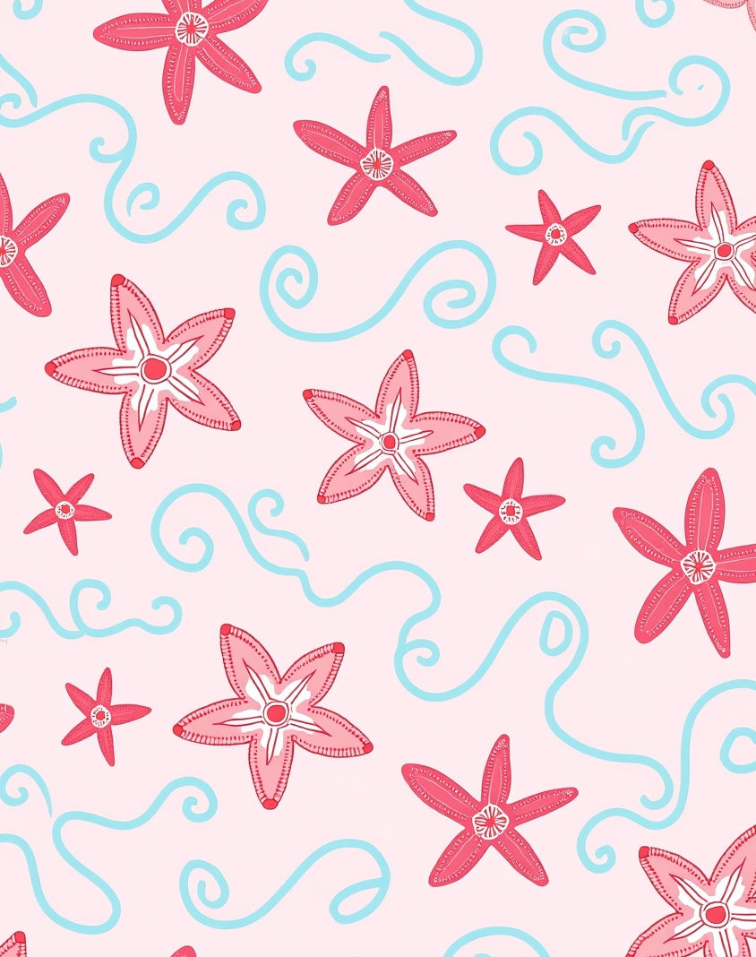Coral Starfish Aquatic Swirl Pattern Rug