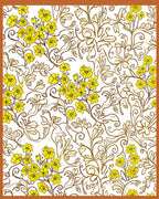 Yellow Floral Swirl Pattern Rug