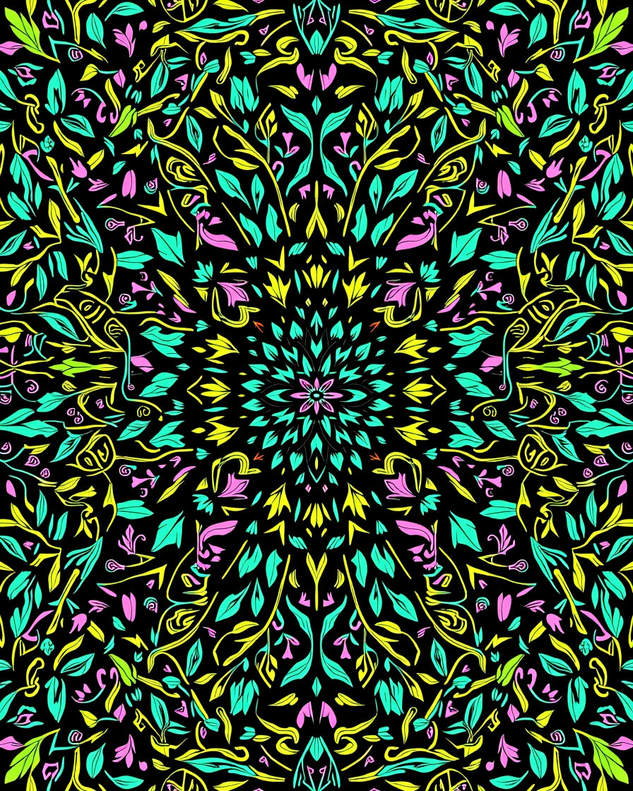 Abstract Floral And Leaf Mandala Pattern Rug