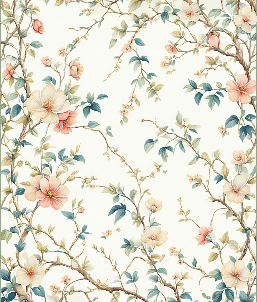 Delicate Floral Branch Vintage Pattern Rug