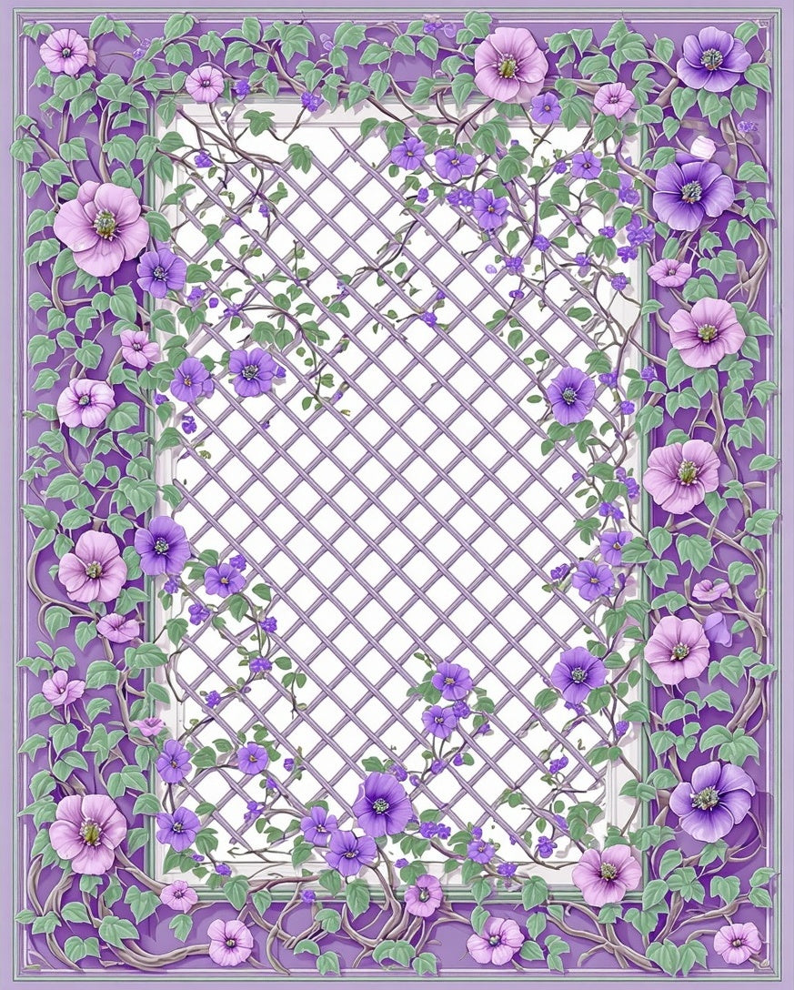 Vines Lattice Floral Pattern Rug