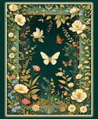 Gilded Floral Butterfly Garden Rug