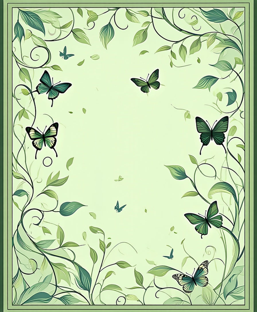 Verdant Butterfly Garden Scrollwork Rug