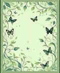 Verdant Butterfly Garden Scrollwork Rug