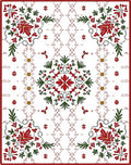 Crimson Green Floral Symmetry Medallions Rug