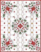 Crimson Green Floral Symmetry Medallions Rug
