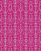 Vibrant Pink Ornamental Scrollwork Rug