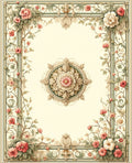 Vintage Floral Scroll Motif Rug