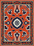 Rich Orange Floral Motif Design Rug