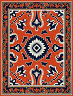 Rich Orange Floral Motif Design Rug
