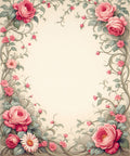 Pink Roses Floral Vine Pattern Rug