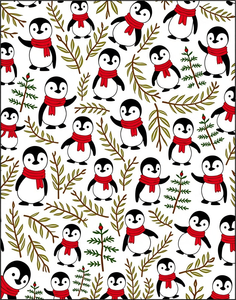Cute Red Scarf Penguin Winter Branches Rug