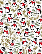 Cute Red Scarf Penguin Winter Branches Rug
