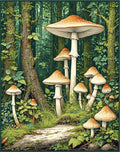 Enchanted Forest Mushroom Woodland Scene Rug