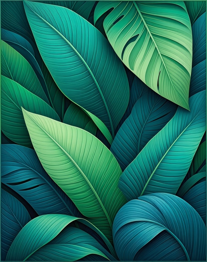 Lush Green Leaf Tropical Pattern Rug