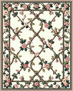 Floral Trellis Beige Pattern Design Rug