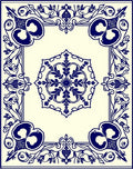 Blue Floral Medallion Border Design Rug