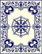 Blue Floral Medallion Border Design Rug