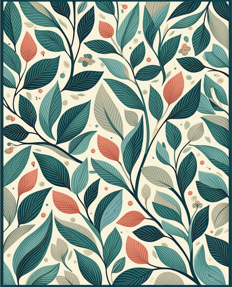 Botanical Vine Silhouette Pattern Rug