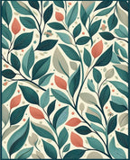 Botanical Vine Silhouette Pattern Rug
