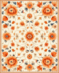 Orange Floral Vine Intricate Pattern Rug