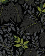 Dark Tropical Foliage Pattern Rug