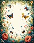 Whimsical Butterfly and Bee Garden Design Rug